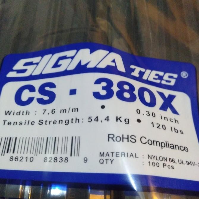

NEW KABEL TIES SIGMA CS 380 X HITAM ISI 100PCS