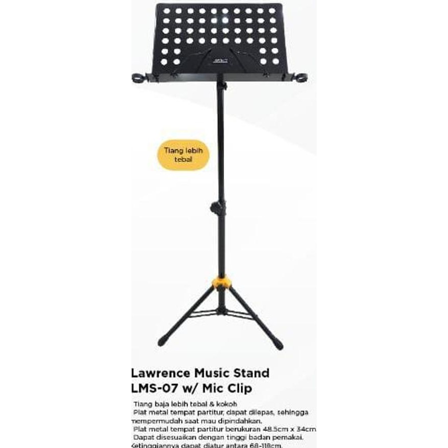 Alat Musik Lawrence Book Stand + Mic Clip Lms-07 Original  Ready