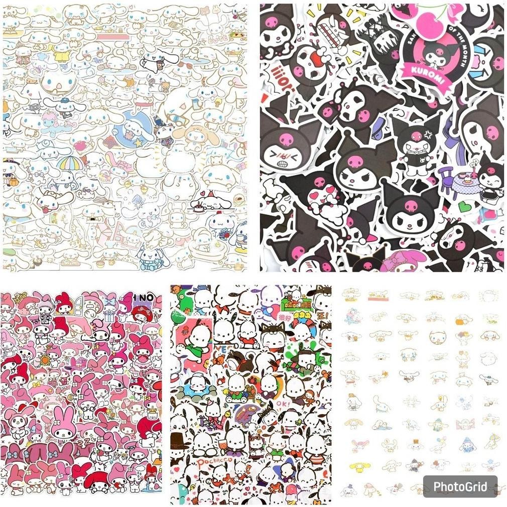 

50 PCS STIKER SANRIO KUROMI/CINNAMOROLL/MELODY/POCHACCO STIKER WATERPRROOF/ STICKER KARTUN JAPAN SANRIO baru