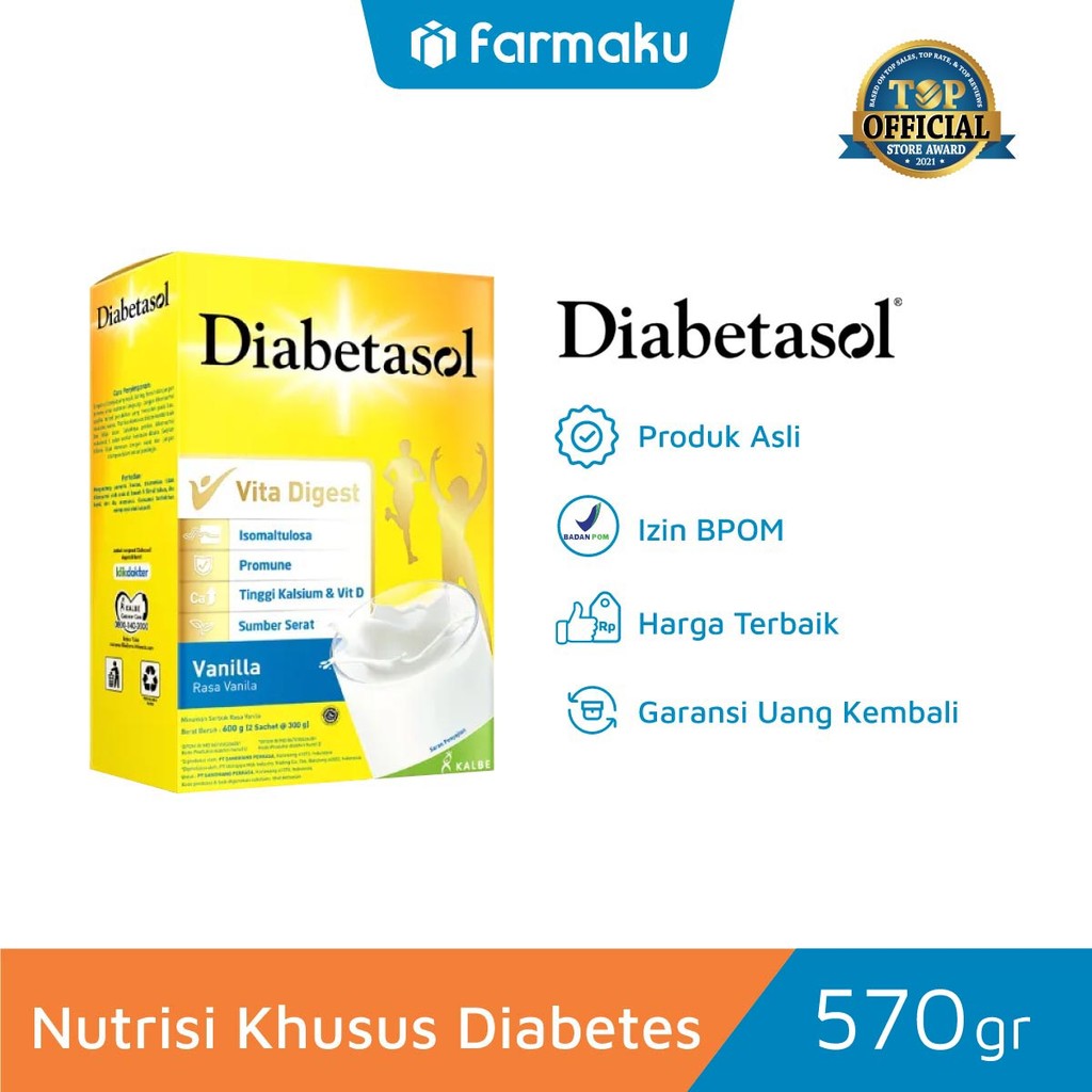 

Diabetasol Rasa Vanila - Susu untuk Diabetes - 570 gr