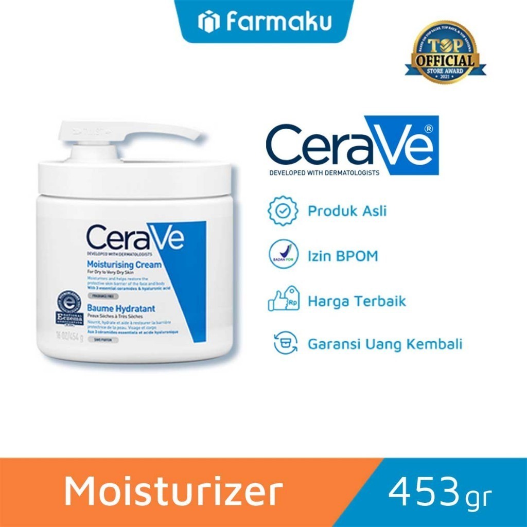 CeraVe Daily Moisturising Cream For Dry to Very Dry Skin Pump 453 gr - (Variasi)