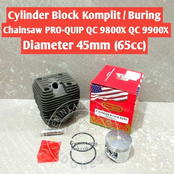 CYLINDER BLOCK KOMPLIT BURING MESIN CHAINSAW SENSO PRO-QUIP QC-9800X QC-9900X (65CC) MERK PRO-QUIP O