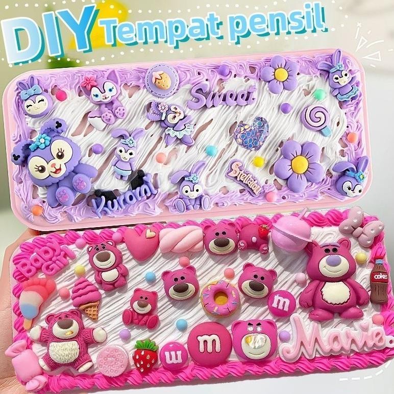 

Terpercaya Diy Deco Cream Kit/Tetapkan Kotak Pen/Tempat Pensil Menghias/ Deco Cream Clay Kotak /Stationery Pake Handmade High Quality