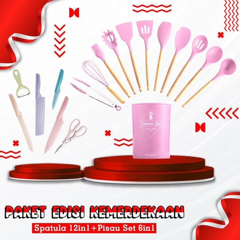 (SS) Paket Combo Merdeka Sale Spatula 12in1+Pisau set 6in1
