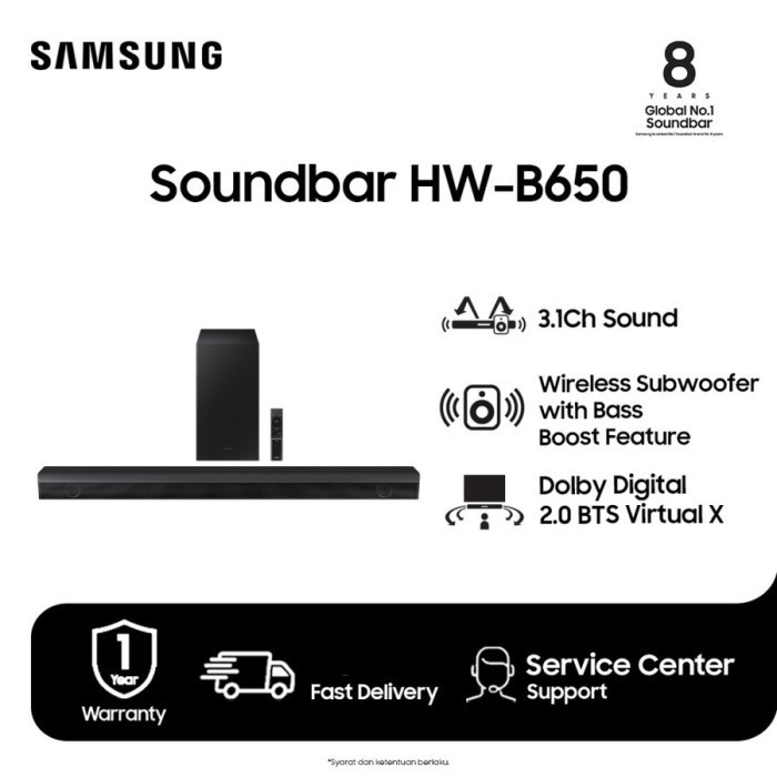Samsung Hw-B650 Soundbar W/ Dolby Audio & Dts Virtual:X 3.1Ch