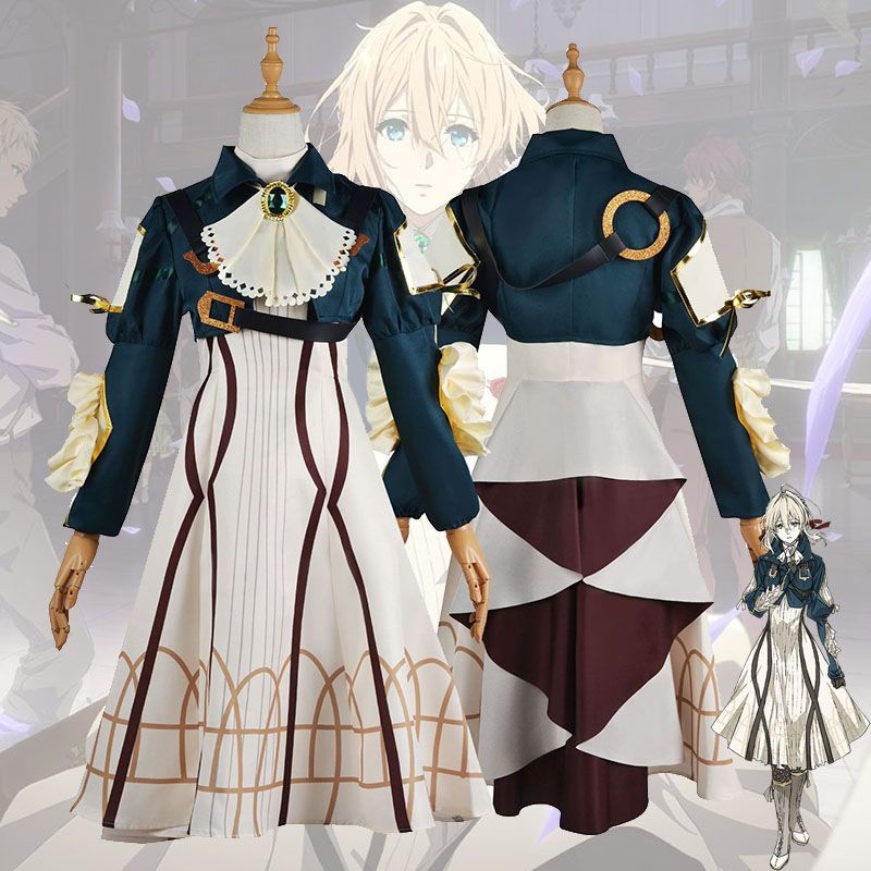 Cosplay Anime Violet Evergarden Violet Evergarden Setelan Wig Set Lengkap Gaun Kostum Rok Panjang Wa
