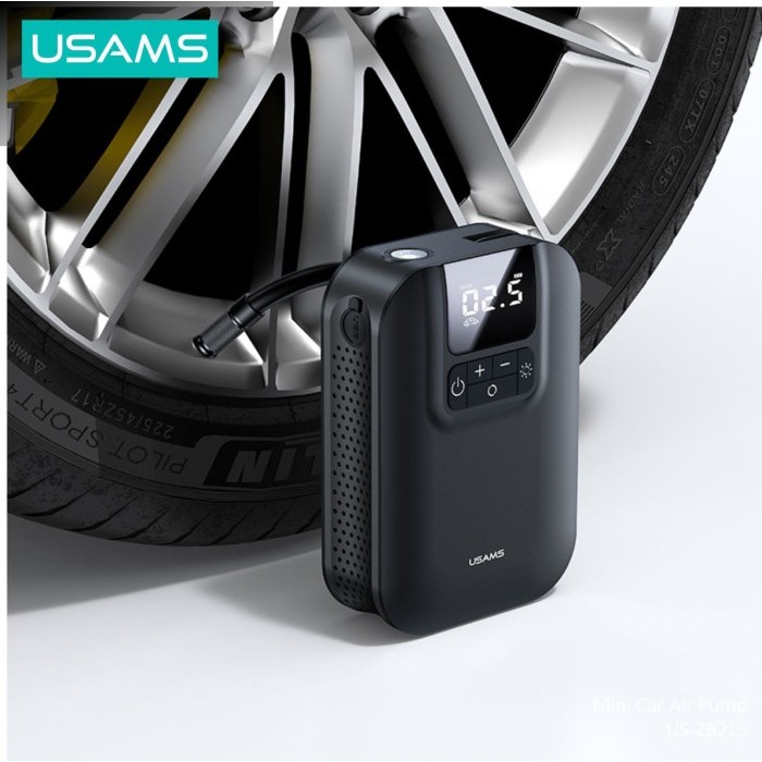 Usams Zb215 Mini Car Air Pump Portable 5000Mah Pompa Angin Ban Mobil