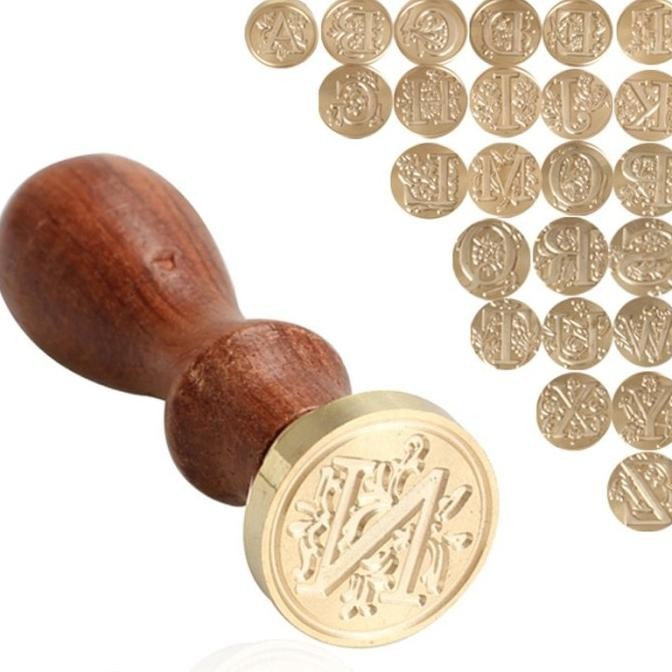 

Sale Wax Seal Stamp Wood Handle - Stempel Sealing Lilin Inisial Huruf A - T