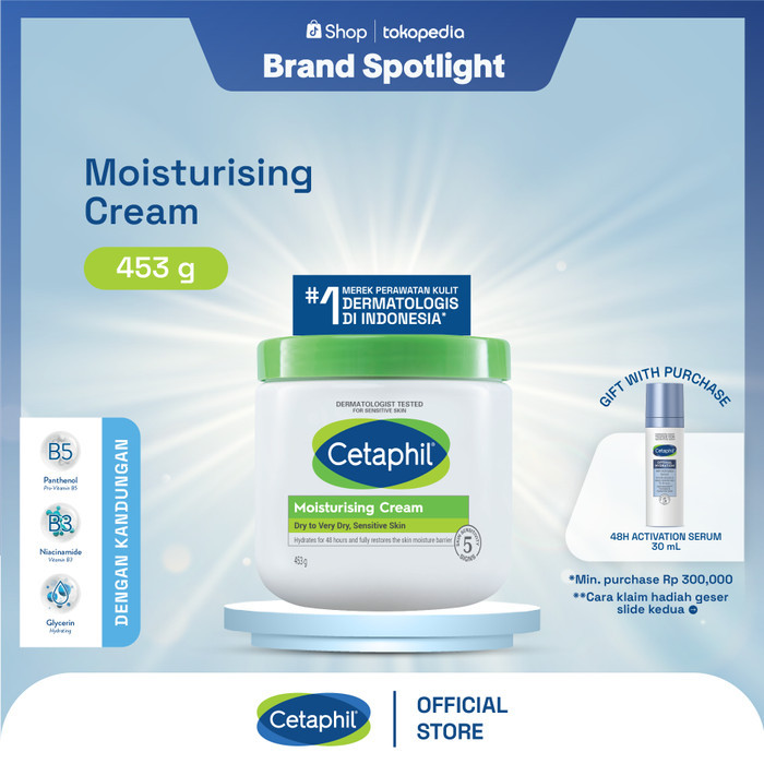 Cetaphil Moisturizing Cream 453G Krim Pelembab Wajah & Kulit Untuk Segala Jenis Kulit