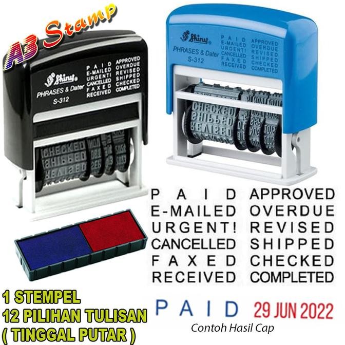 

Sale Stempel Tanggalan Shiny S 312 / S-312 (Self Ink) Phrases & Dater Stamp