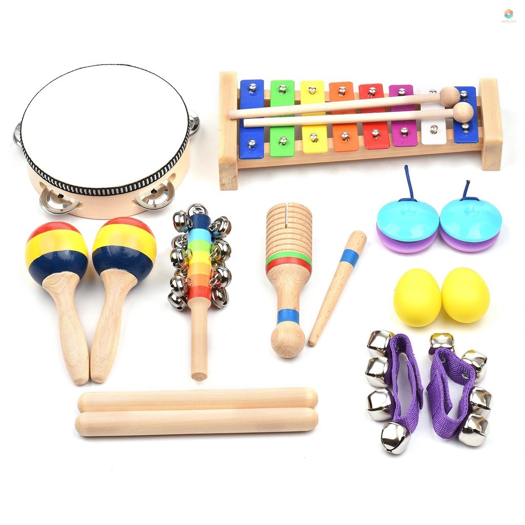 

13 PCS Mainan Alat Musik Anak-anak dengan Tas Jinjing Alat Perkusi Kayu Berwarna-warni Hadiah Pendidikan Dini untuk Balita Anak-anak Prasekolah Perempuan Laki-laki |4XxtvtKK|