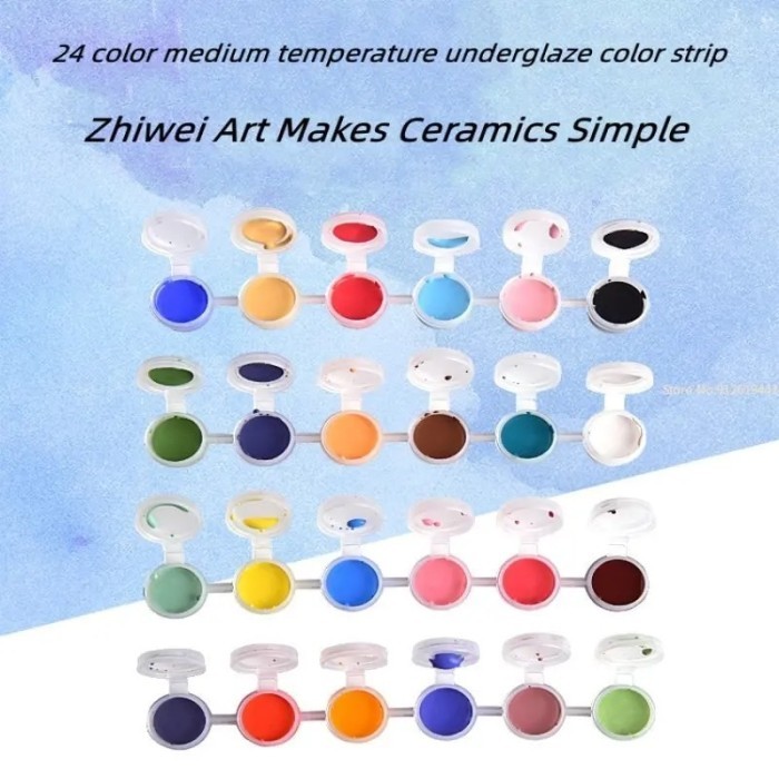 

promo! 24 Color Ceramic Underglaze Color Strip Diy Ceramic Gypsum Plain