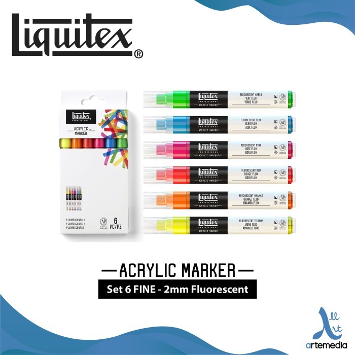 

promo! Cat Akrilik Liquitex Marker Fine 2mm Set 6 Fluorescent Acrylic Color