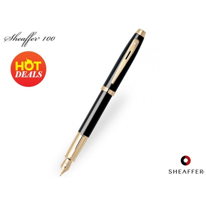 

Sheaffer 100 Fountain Pen Glossy Black Featuring Gold 9322