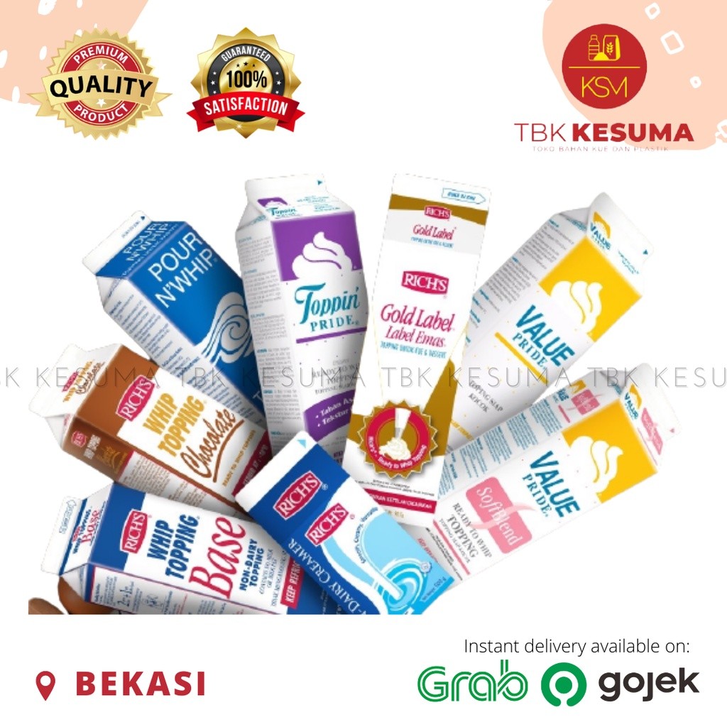 

ALL VARIAN! Richs topping coklat/ base/ gold label/ krimer/ bettercreme/ whip topping