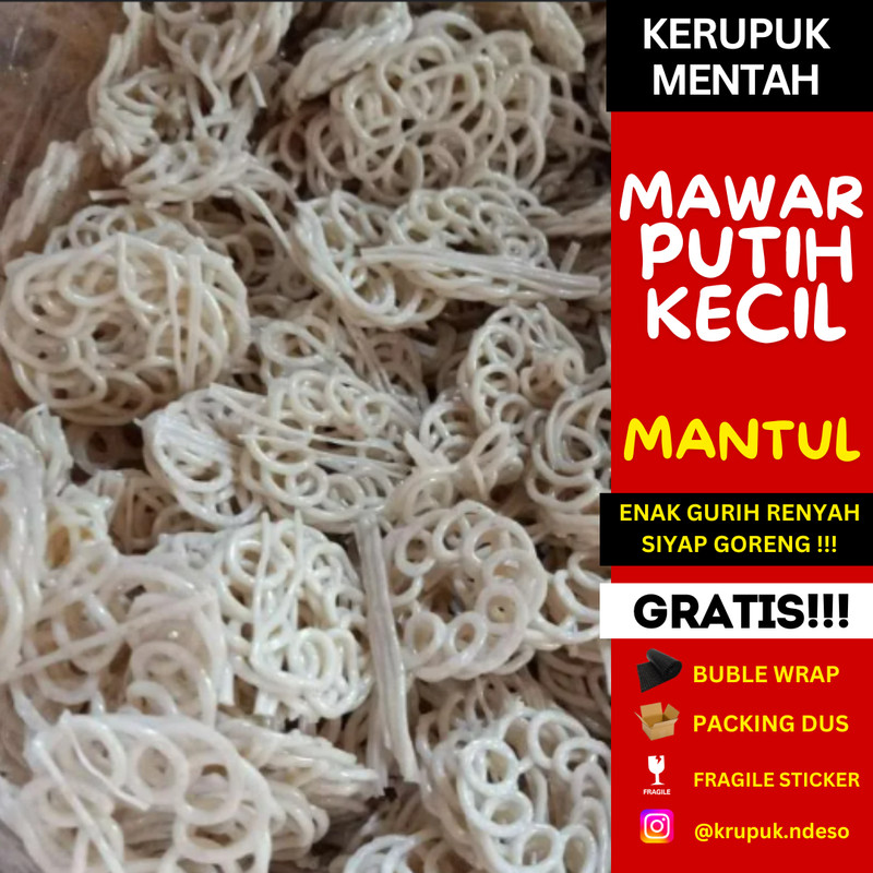 

KRUPUK / KERUPUK MENTAH / KERUPUK SEBLAK MAWAR PUTIH 1KG