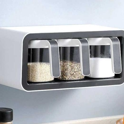 Rak Bumbu Dapur Gantung Serbaguna Tempat Bumbu Set Plastik Multifungsi