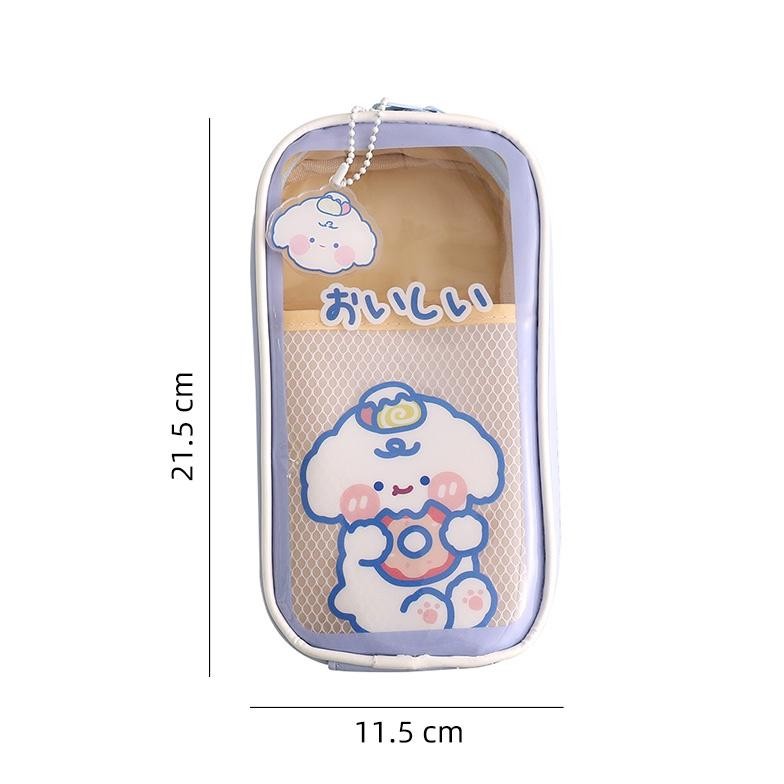 

ukd-23 Tempat Pensil Transparan Anti Air Motif Kartun Kawaii Dengan Resleting Termurah
