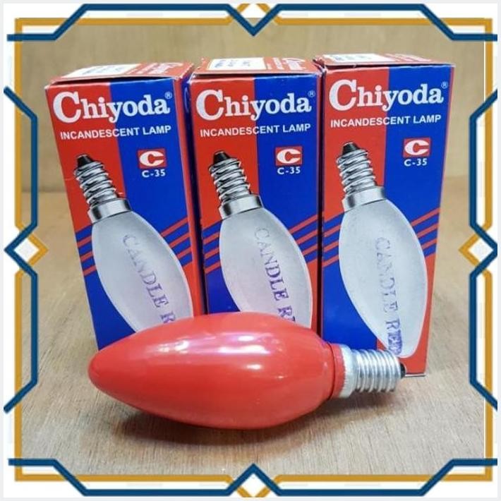 [chi] lampu bohlam chiyoda 15w 15 watt candle red