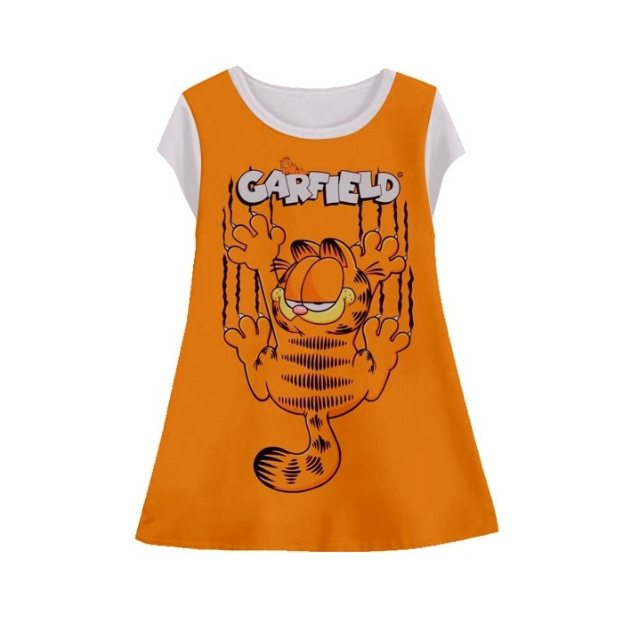 Baju Dress Anak Perempuan Garfield v2 Tunik Anak Wanita Garfield-2 Umur 1-12 Tahun