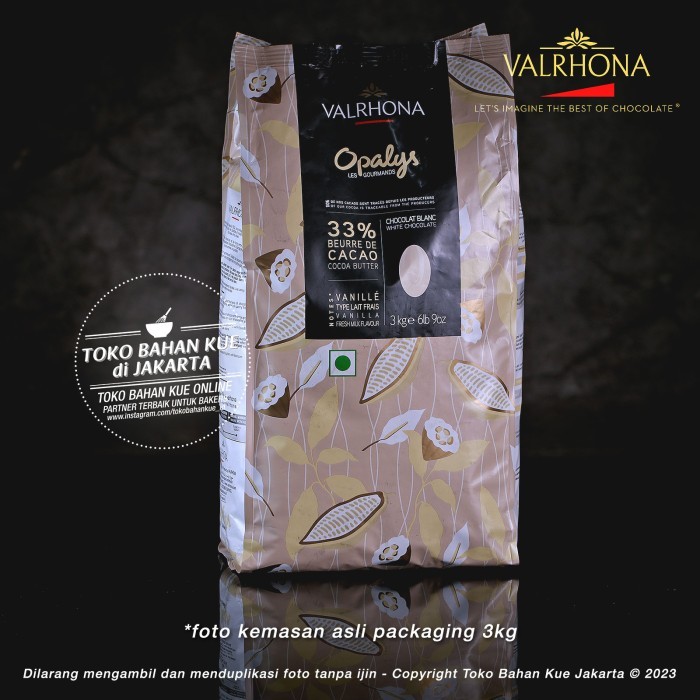 

Valrhona Opalys 33% White Chocolate 3Kg Sak Couverture Cokelat Putih