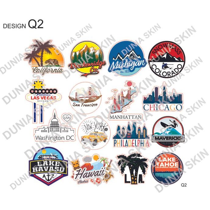 

Travel Label / Sticker Koper Rimowa Design Q2 Country Logo Hawai LA