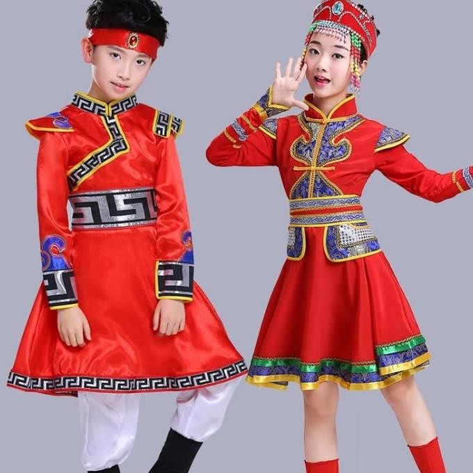 SDF Baju tradisional Mongolia kostum costum anak Mongolia halloween girl TERLARIS