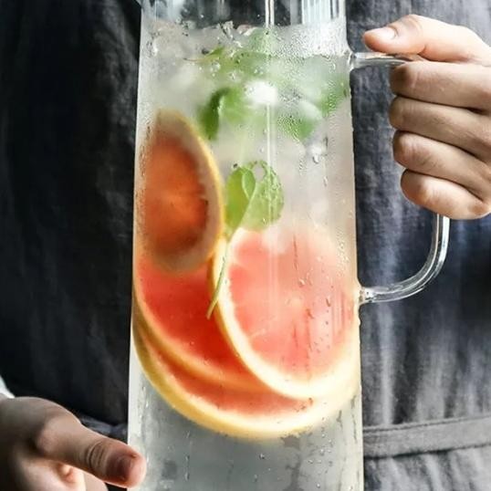 Teko Kaca Tutup Kayu Pitcher Teh Teapot Maker Glass Tahan Panas 1380Ml