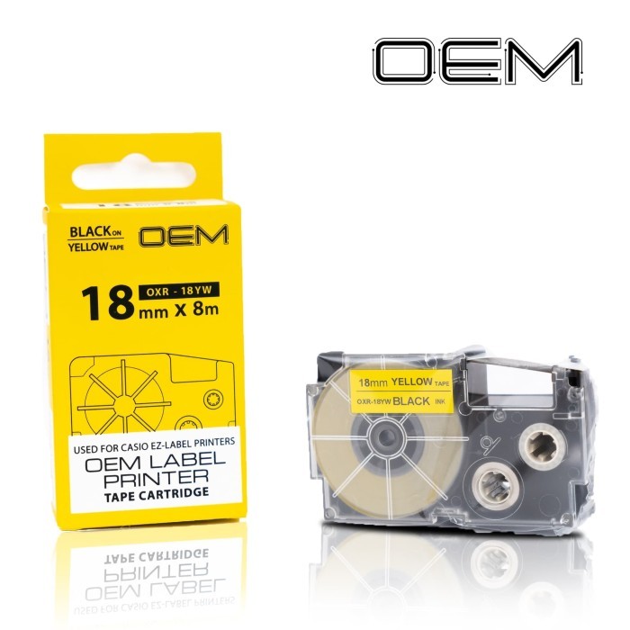 

Terlaris OEM TAPE EZ LABEL CASIO 18MM BLACK INK YELLOW (OXR-18YW) SALE