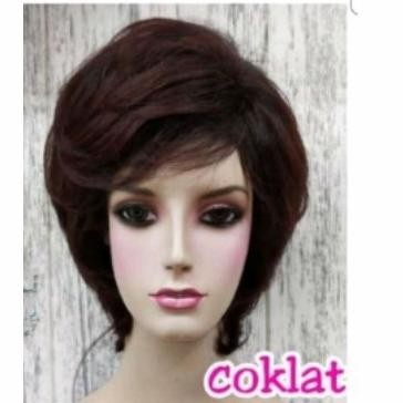 Wig Pendek Wig Mommy Wig Wanita Pendek Rambut Palsu Wanita Perempuan