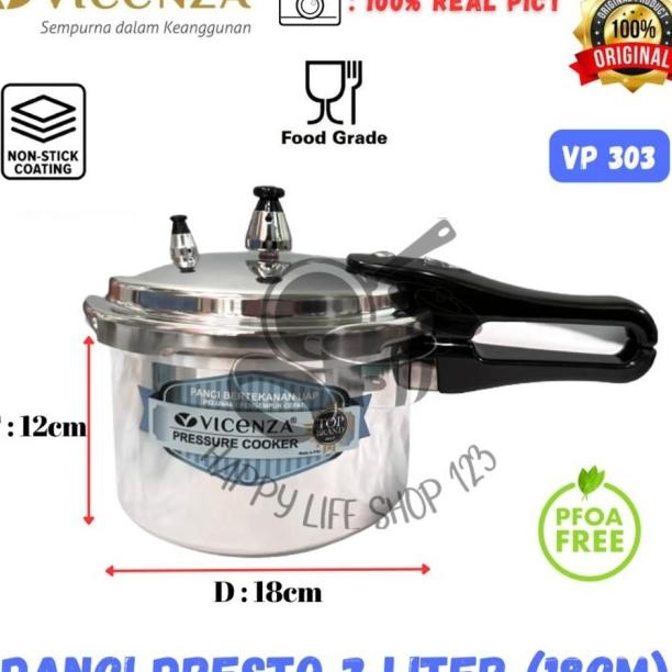 Presto 3 Liter Vicenza V303/ Panci Presto Vicenza 3 Liter 18Cm
