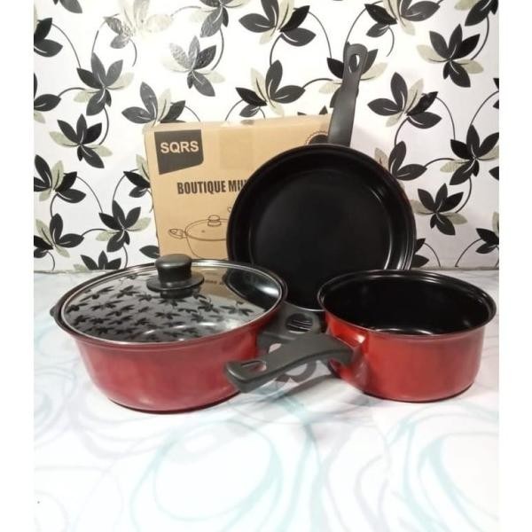 Panci Set 3In1 Panci Teflon Wajan 3In1 Panci Set Anti Lengket