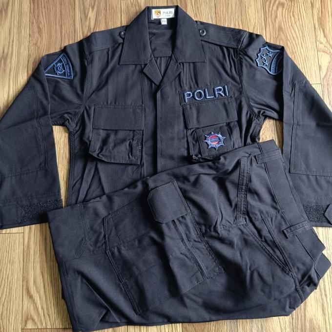 Seragam PDL Hitam Tactical Pembagian Brimob Terbaru Tahun 2023 ,