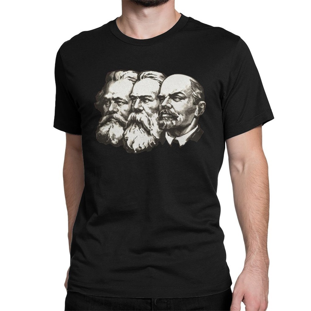 Marx Engels dan Lenin Uni Soviet Grafis Kaos Komunis Komunisme Uni Soviet Kawan Tshirt Vintage Pria