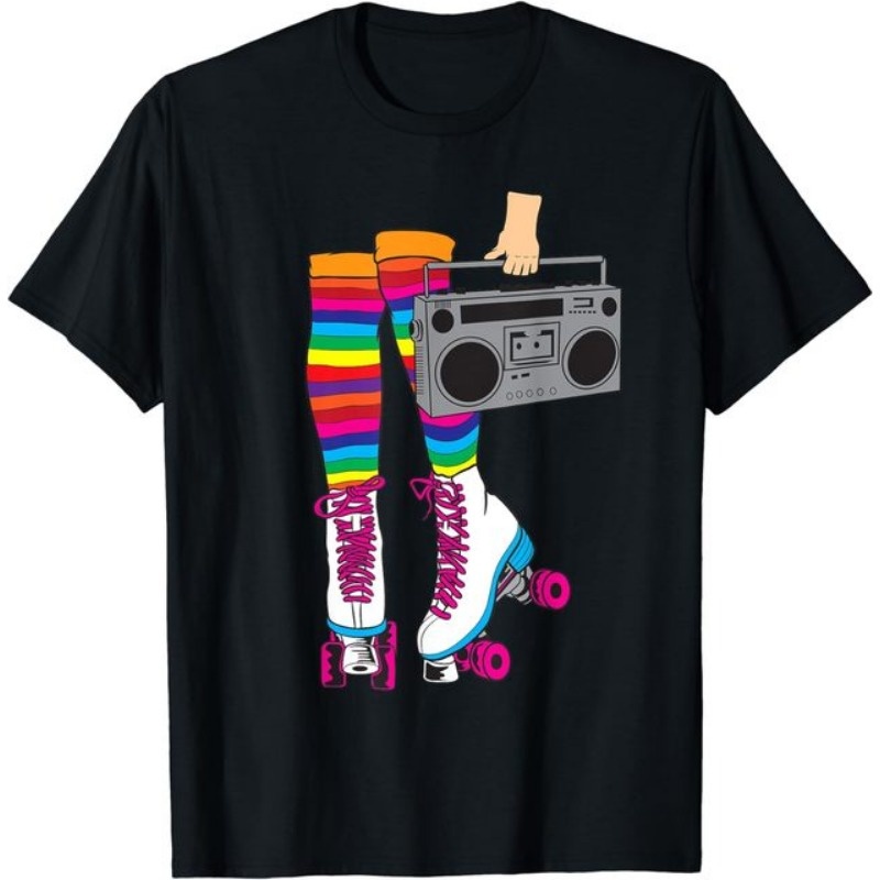 Grafis Hadiah Retro Sepatu Roda Lucu 80-an Roller Disco Skating Gadis Hadiah T-shirt Gaya Unisex Kem