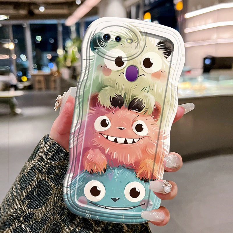 Casing Hp Untuk OPPO F9 F9 Pro A7x Case gelombang Sisi Softcase Silikon Monster berwarna-warni  Kesi