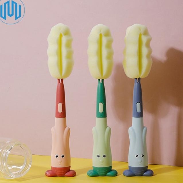 Sikat Pembersih Dot Bayi Emg Botol Gelas Sedotan 4In1 Spon Silikon