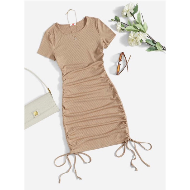 Gaun Natal Murah Drass Elegant Dread Party Kondangan Basic Press Body Deres Polos Sexy Gaun Korea St