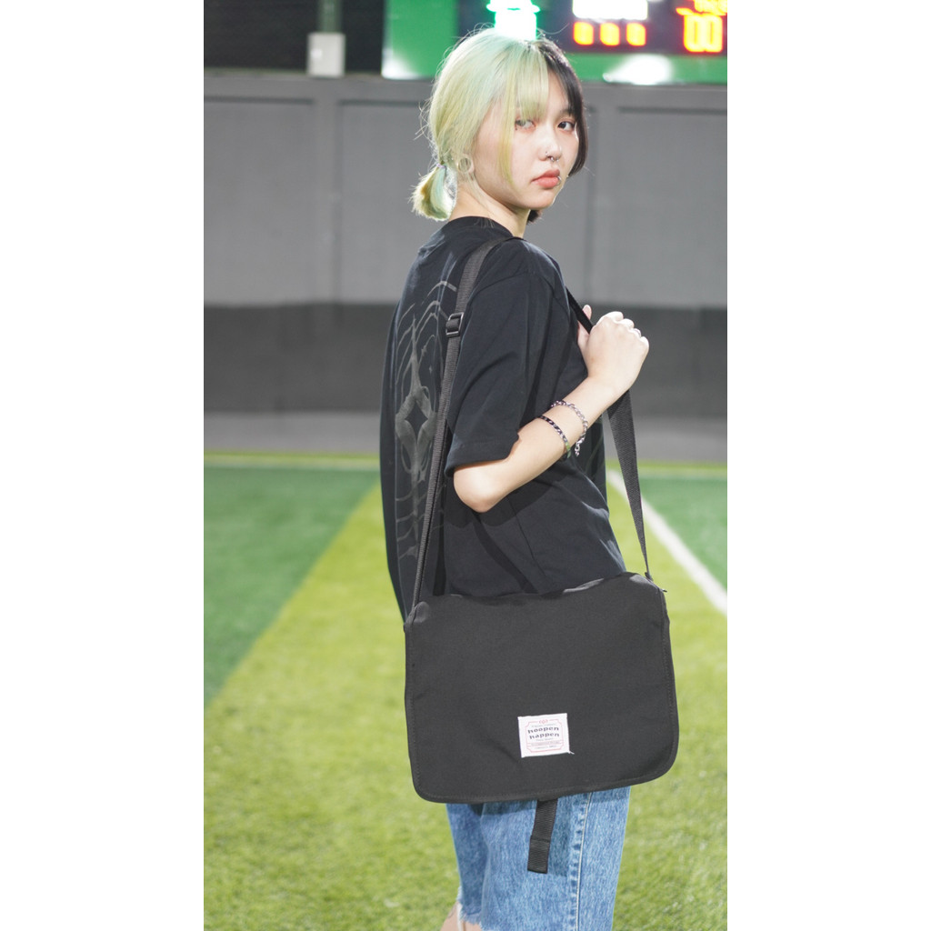 Paddy Black Tas Selempang | Messenger Bag - Hitam Kanvas