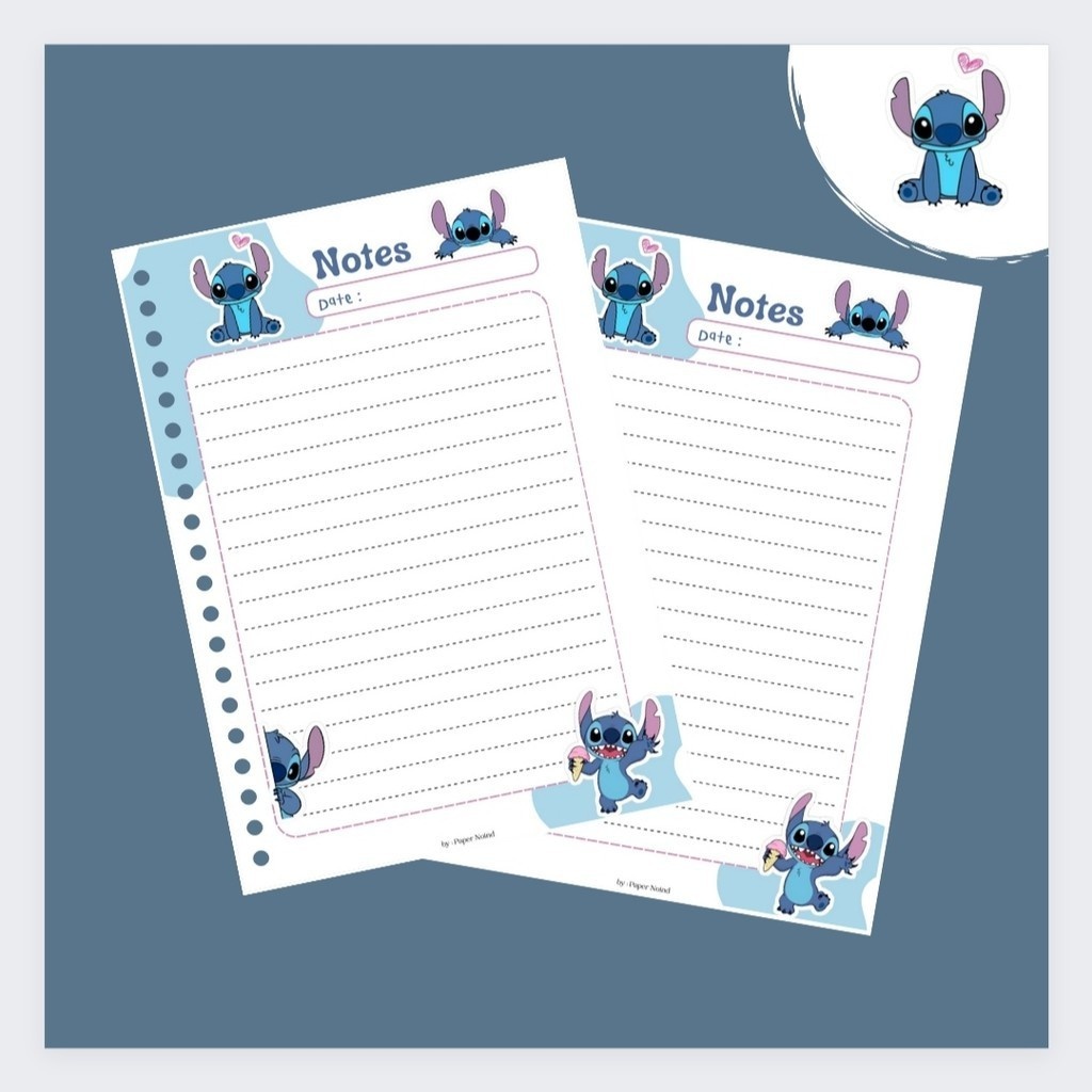 

Isi 10 Lembar Kertas Binder / Loose Leaf Gambar Stitch Lucu Ukuran A5