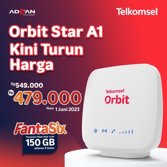 MODEM WIFI 4G TELKOMSEL ORBIT STAR A1 FREE 150GB