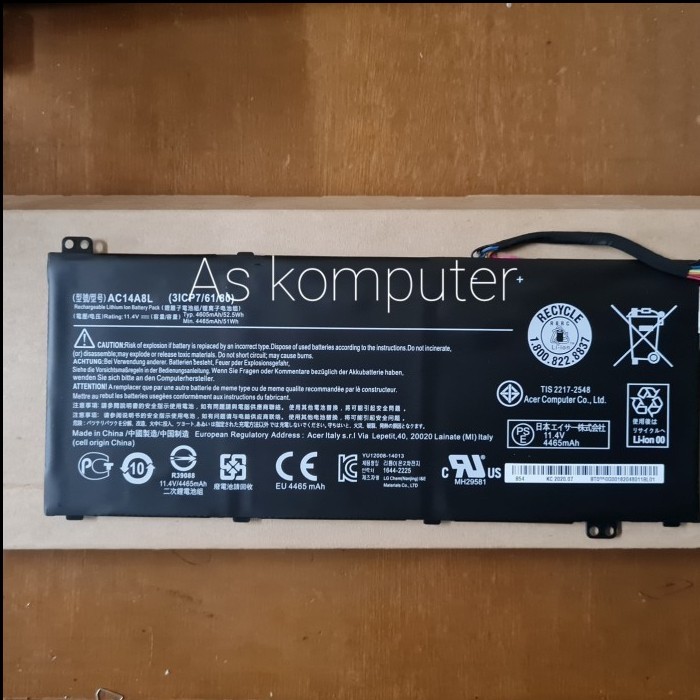Baterai Acer V15 Nitro Asprire VN7 71 VN7-591 SPIN 3 AC14A8L