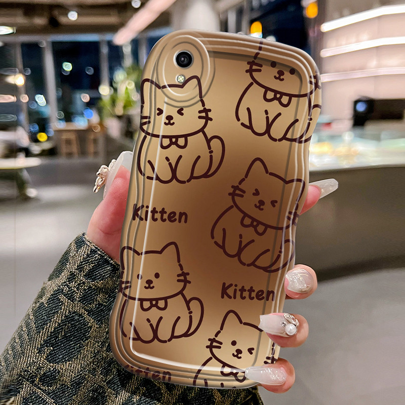 Casing Hp Untuk VIVO Y91C Y1s Y90 Case Casing pelindung silikon Softcase HP Kesing motif gelombang t
