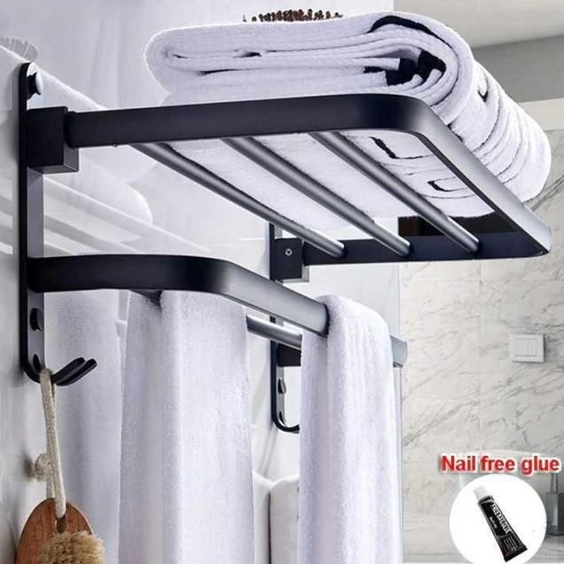 Rak Gantungan Handuk Kamar Mandi Toilet Tempat Handuk Tempel Dinding