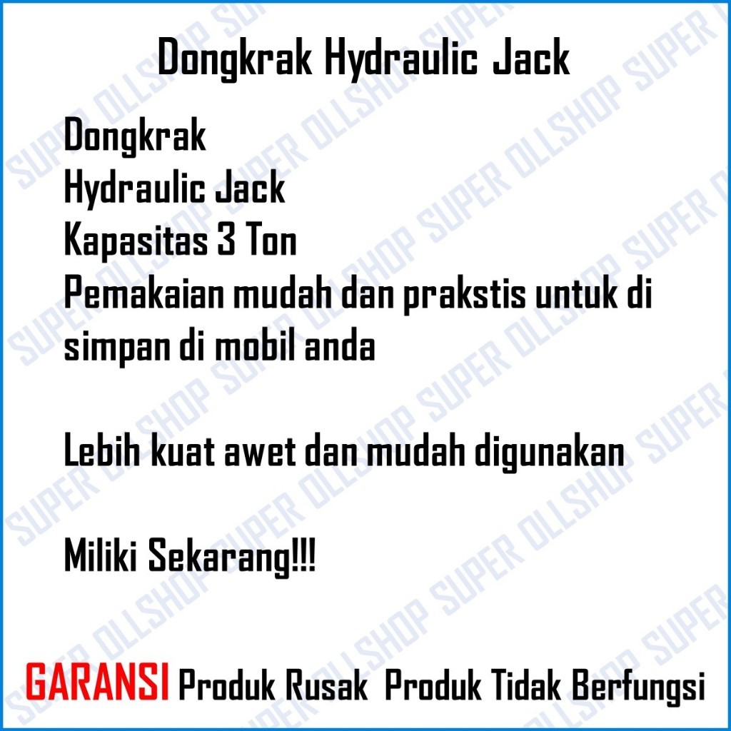 BEST SELLER- Dongkrak Botol 3 Ton Hidrolik Hydraulic Jack Mobil Avanza Xenia Innova Rush Ertiga