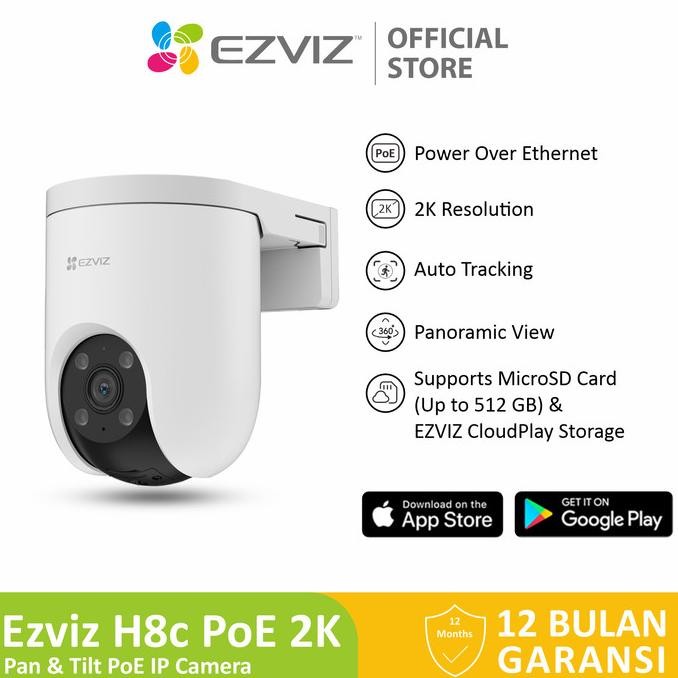 Ezviz H8c PoE 2K Smart Home Pan & Tilt PoE IP CameraCCTVOutdoor