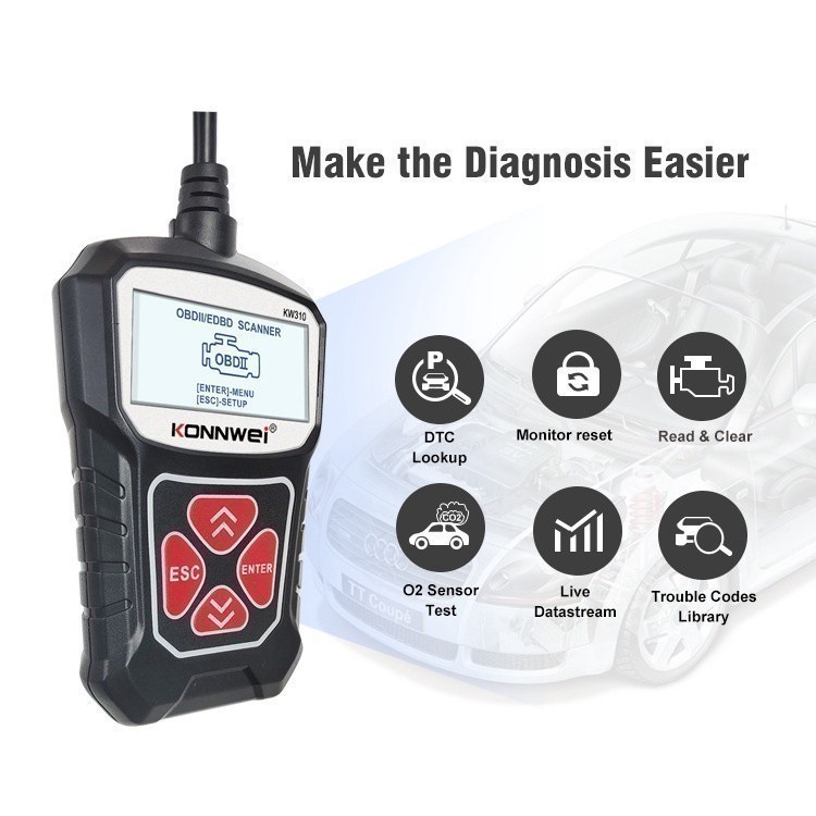 BEST SELLER- Sky88 KONNWEI KW310 OBD2 Scanner Alat Pemindai Diagnostik Mesin Mobil OBDII