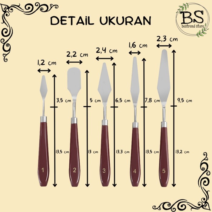 

Seka - Palette Knife Spatula Lukis 5Pcs Pisau Palet Untuk Dekorasi Kue Lukis Painting Palete Pallete