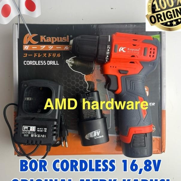 Nagawa Ncd168 Mesin Bor Baterai 16V Cordless Drill 10Mm Set + Mata Bor