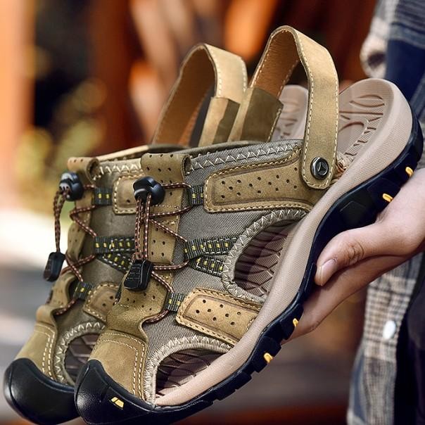 Sandal Sendal Gunung Pria Cowok Dewasa Outdoor Terbaru Kulit 056